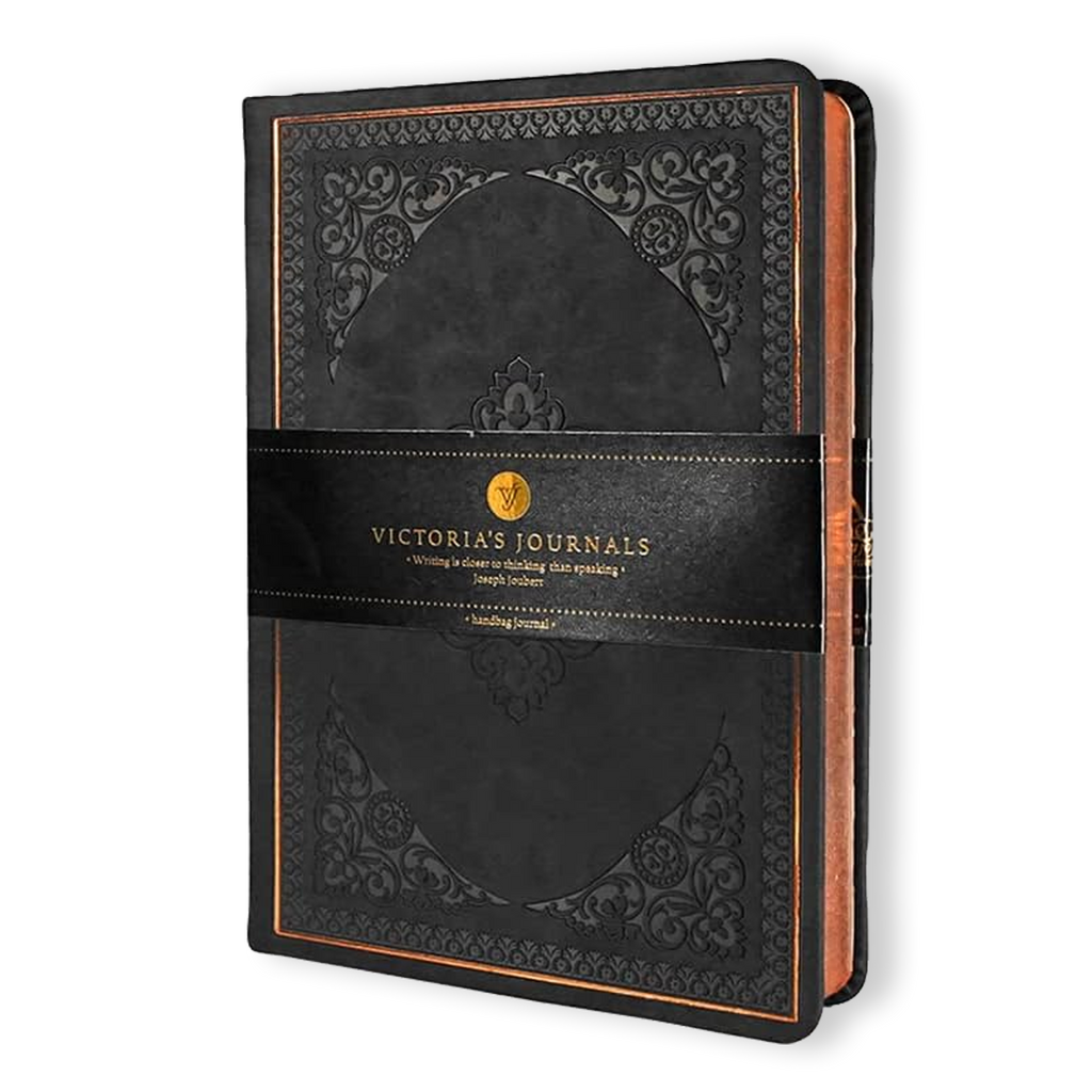 Vintage Classic Style Diary Notebook Vegan Leather (Black)