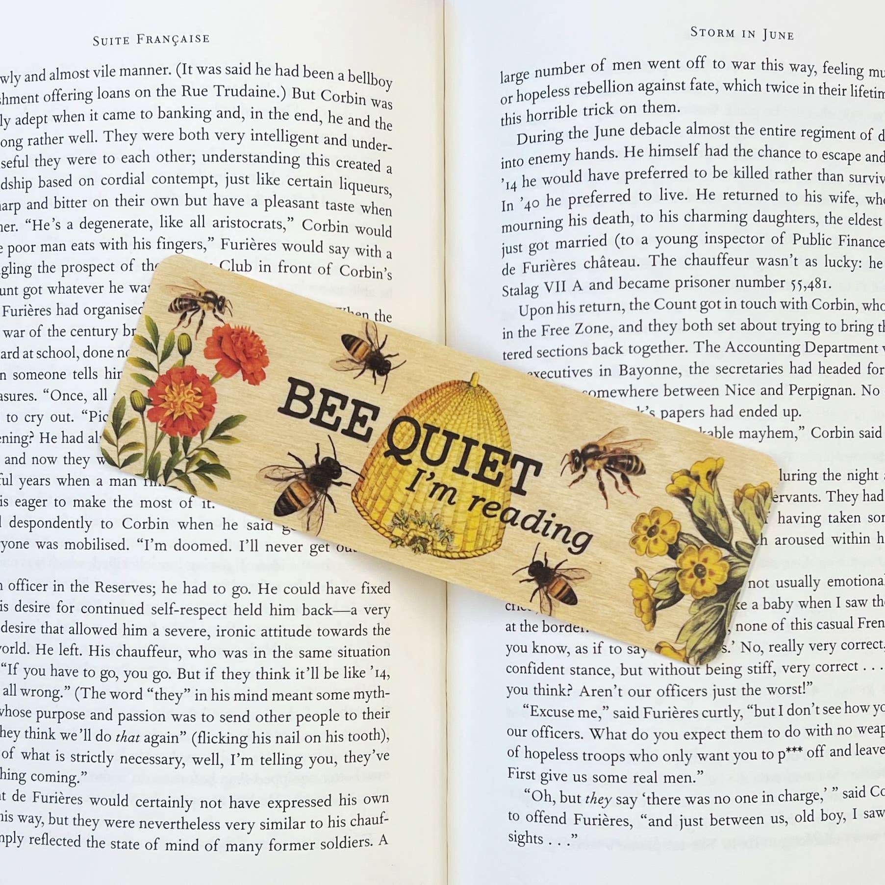 Bee Quiet... I'm Reading Natural Eco Friendly Wood Bookmark