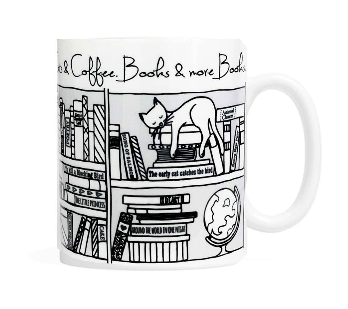 Cats, Coffee, Books and More Books - Coffee or Tea Mug