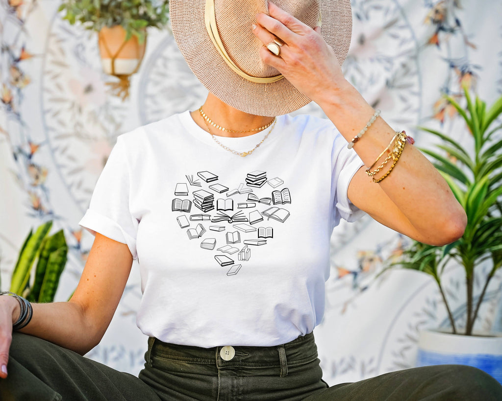 Book Heart Book Lovers T-Shirt: Sunset / XS