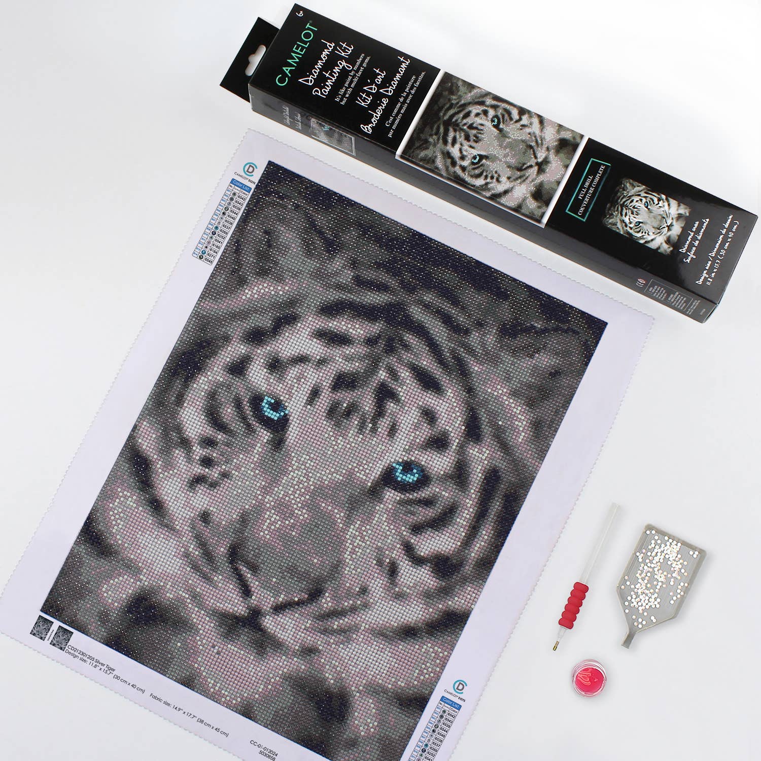 Silver Tiger Diamond Painting Kit: 01 Multi