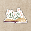 Floral Open Book Sticker, 3-inch