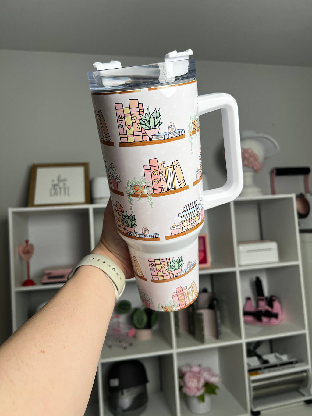 Bookshelf and Plants Vibes 40oz Tumbler Quencher