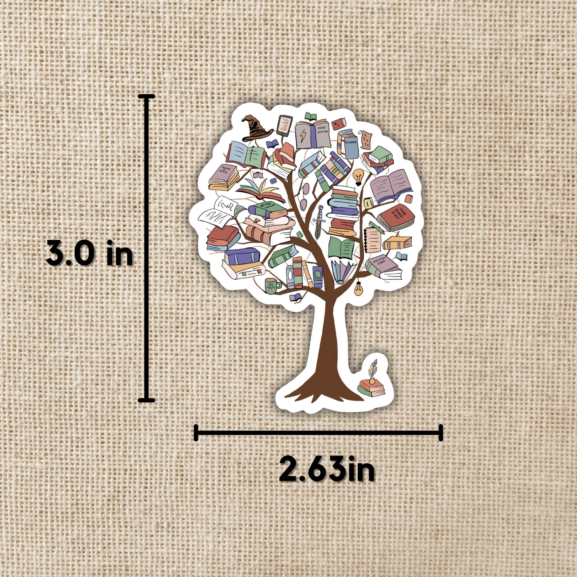 Fantasy Book Tree Sticker, 3-inch