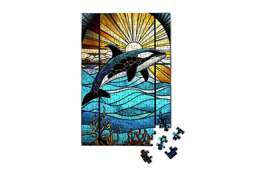 Stained Glass Orca - Marine Life MIcroPuzzle