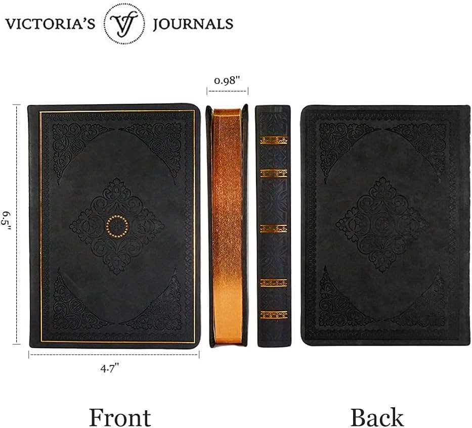 Vintage Classic Style Diary Notebook Vegan Leather (Black)