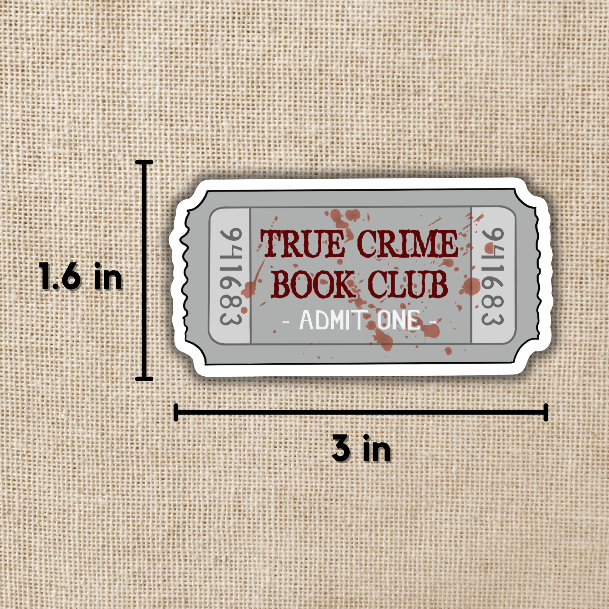 True Crime Book Club Ticket Sticker