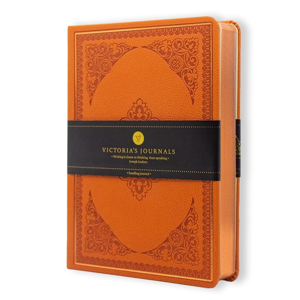 Vintage Classic Style Diary Notebook Vegan Leather (Orange)S