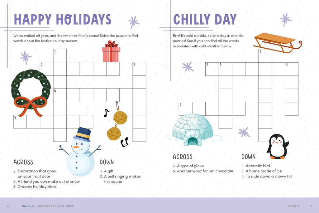 KindKids Crosswords Let It Snow Puzzles for Kids