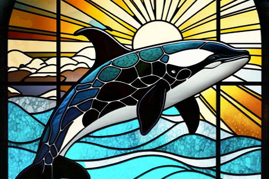 Stained Glass Orca - Marine Life MIcroPuzzle
