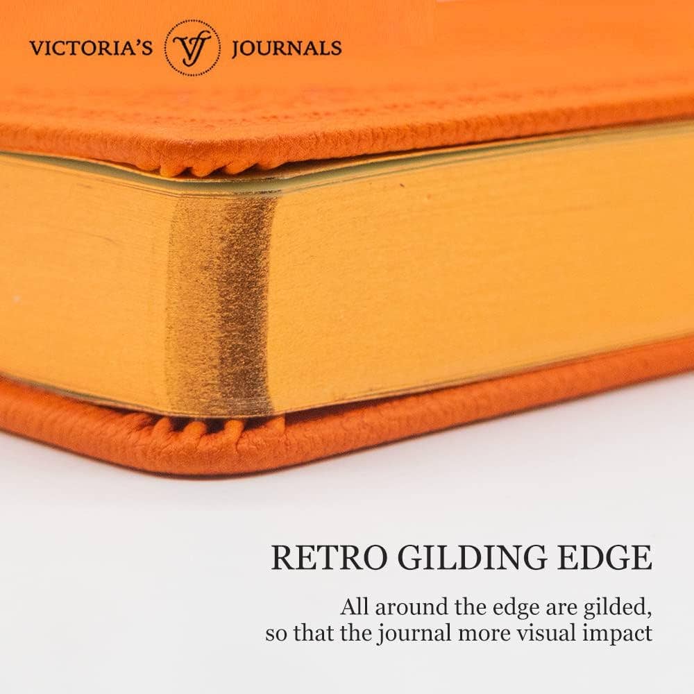 Vintage Classic Style Diary Notebook Vegan Leather (Orange)S