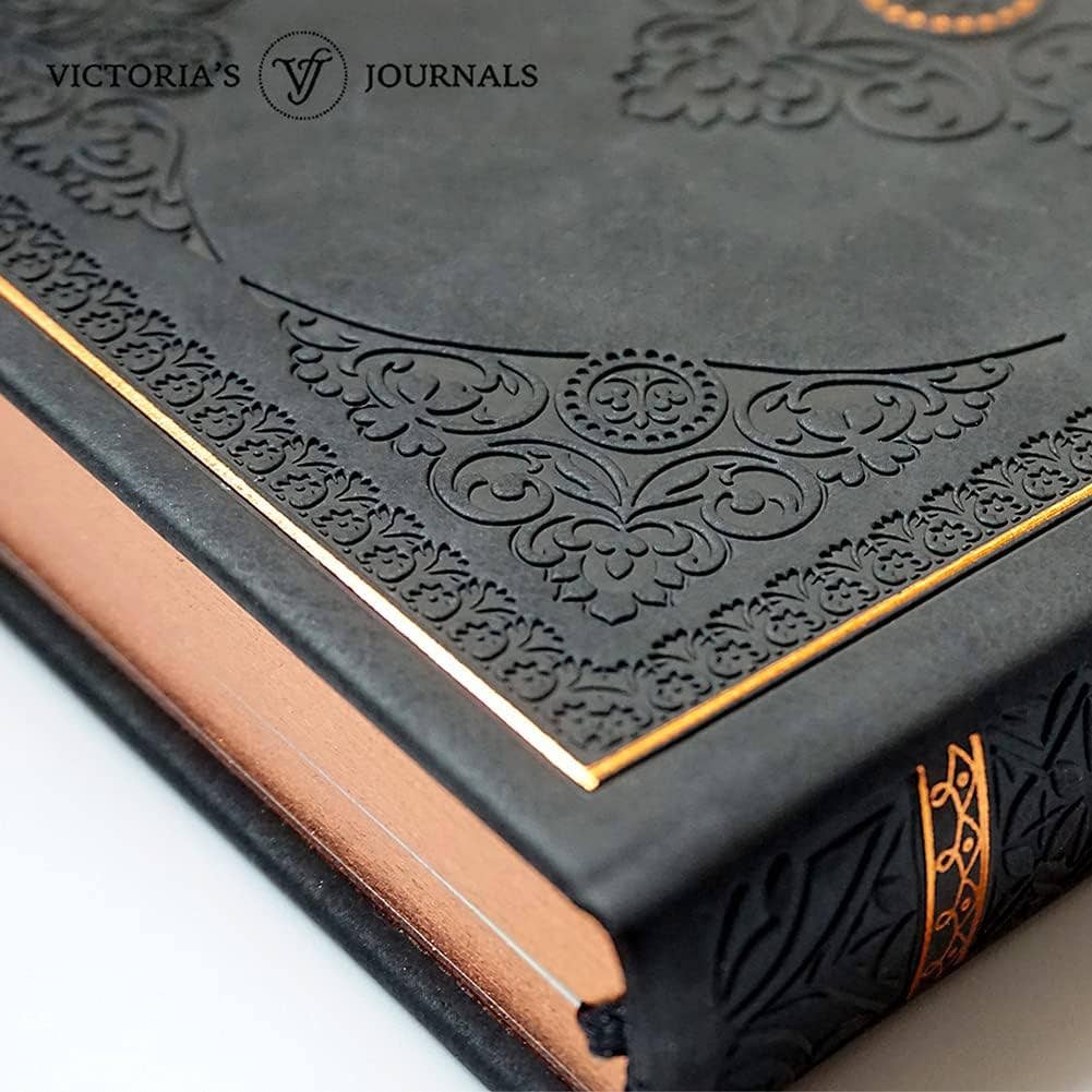 Vintage Classic Style Diary Notebook Vegan Leather (Black)