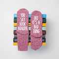 "You Say Book Hoarder Like It's a Bad Thing" Women's Reading Socks: Maroon