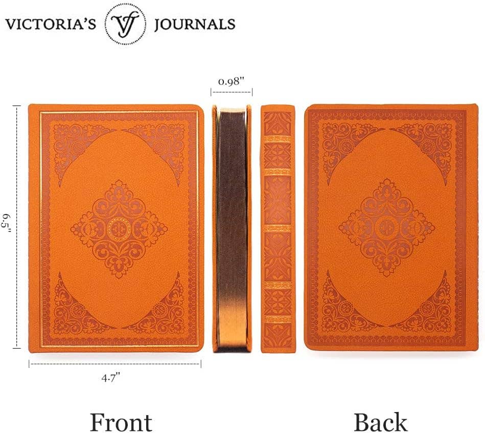 Vintage Classic Style Diary Notebook Vegan Leather (Orange)S