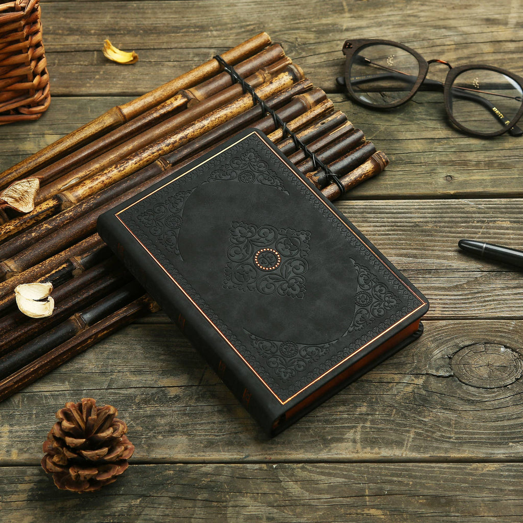 Vintage Classic Style Diary Notebook Vegan Leather (Black)