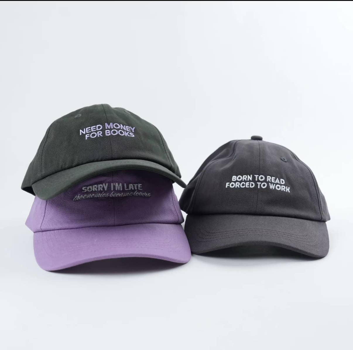 Born to Read 📗 Bookish Baseball Hat: Gray