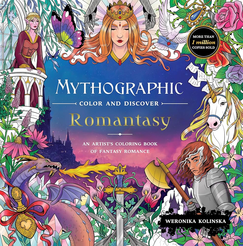 Mythographic Color and Discover: Romantasy: An Artist’s Coloring Book of Fantasy Romance cover image