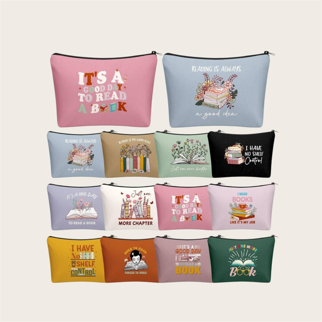 Book theme cosmetic bags