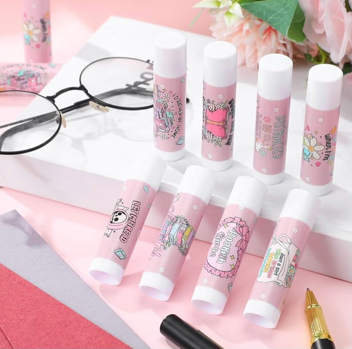 Book theme lip balms