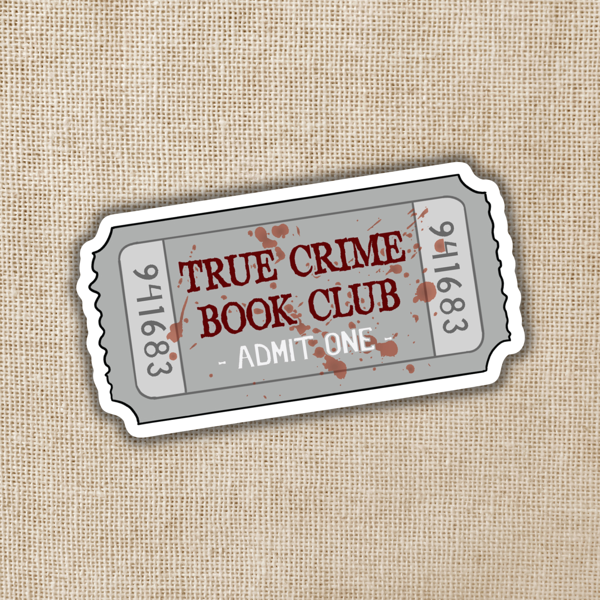 True Crime Book Club Ticket Sticker