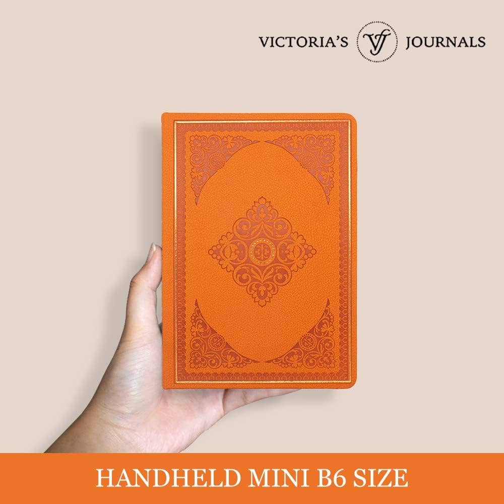 Vintage Classic Style Diary Notebook Vegan Leather (Orange)S