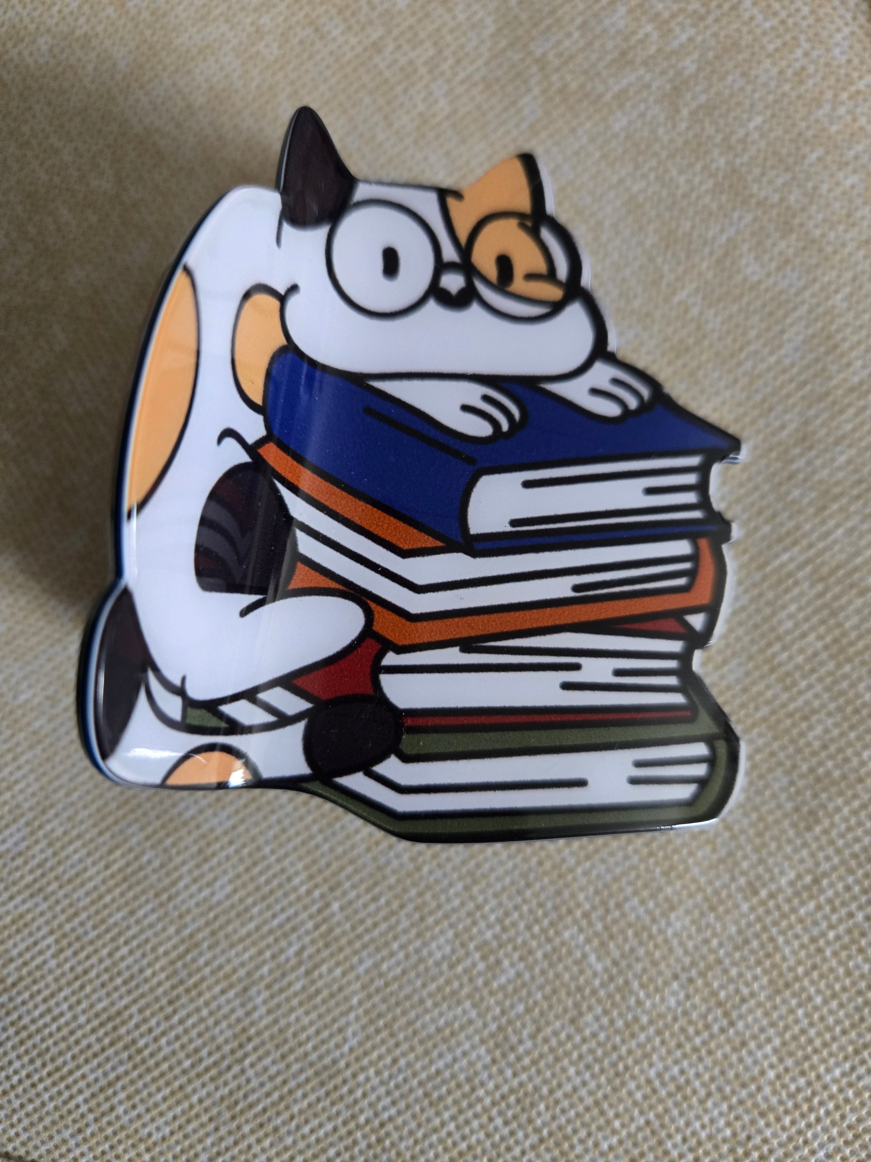 Cat & Book Claw Clip